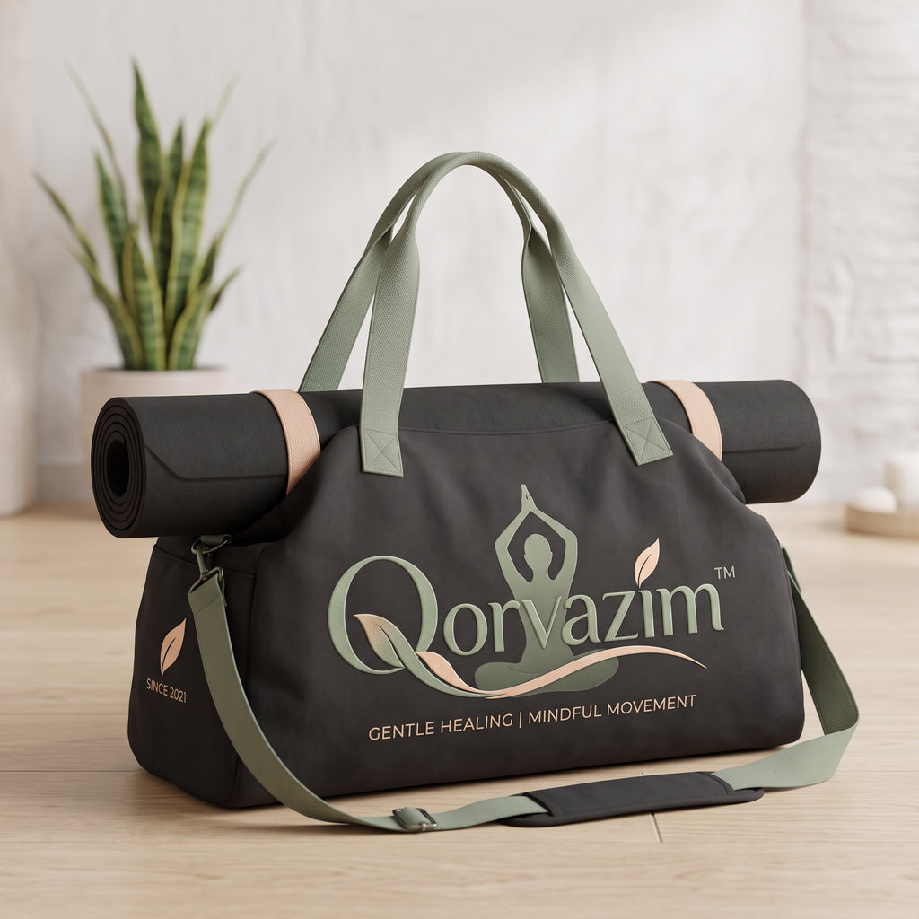 Qorvazim™ Yoga Mat Duffel Bag – Multi-Functional Gym &amp; Studio Tote with Top Mat Carrier Straps for Women and Men