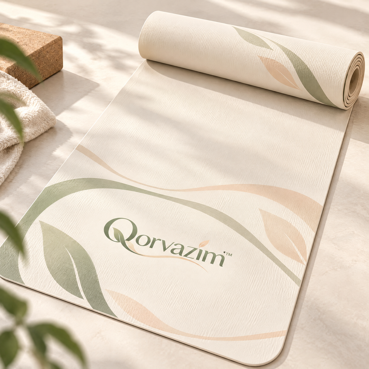 Qorvazim™ Non-Slip Botanical Yoga Mat – Eco-Friendly Minimalist Exercise &amp; Pilates Mat