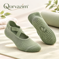 Qorvazim™ Women’s Non-Slip Ballet Grip Socks – Crisscross Elastic Ribbed Barre &amp; Pilates Socks