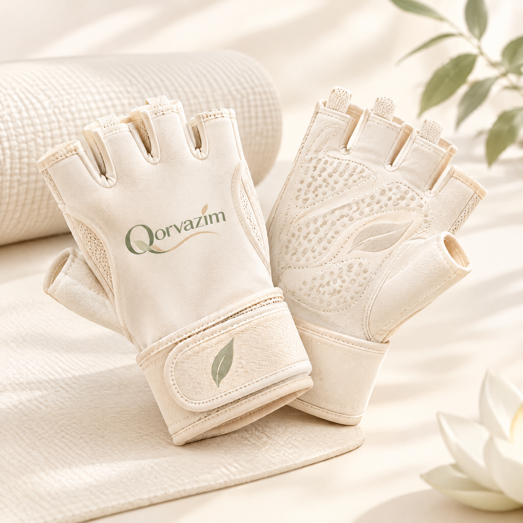 Qorvazim™ Women's Breathable Workout Gloves with Wrist Support – Anti-Slip Silicone Palm &amp; Fingerless Design for Yoga, Pilates, Gym &amp; Light Training