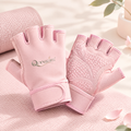 Qorvazim™ Women's Breathable Fingerless Workout Gloves with Non-Slip Silicone Palm &amp; Adjustable Wrist Support for Yoga, Pilates &amp; Fitness