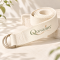 Qorvazim™ Natural Cotton Yoga Strap with Heavy-Duty Dual D-Ring Buckle for Stretching &amp; Deep Flexibility