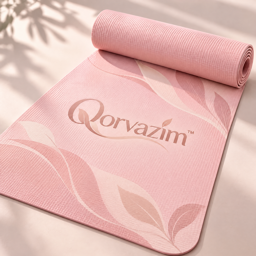 Qorvazim™ Non-Slip Floral Yoga Mat – Premium Cushioned Exercise Mat for Yoga, Pilates &amp; Floor Workouts (Blush Pink)
