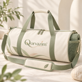 Qorvazim™ Canvas Yoga Duffel Bag – Aesthetic Barrel Gym &amp; Travel Bag with Yoga Mat Holder